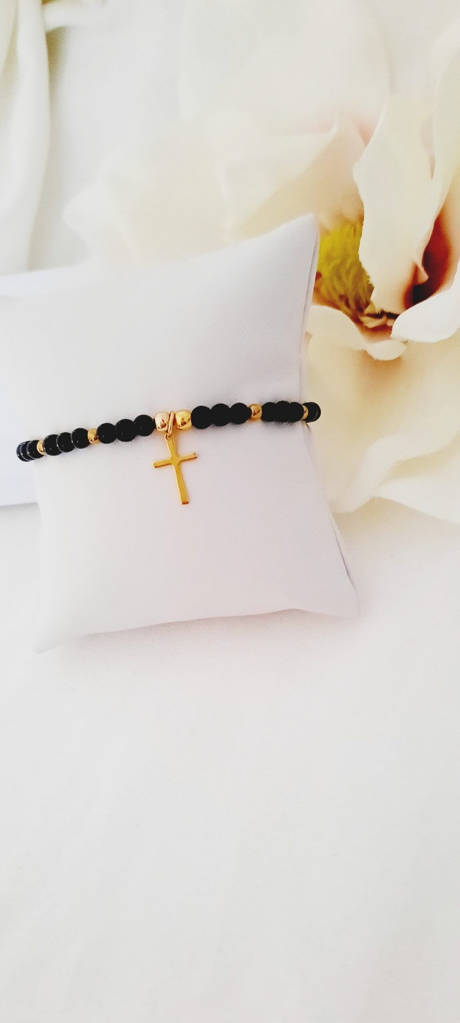 Bransoletki Żastinka | Bransoletka Glam Black Cross Onyks