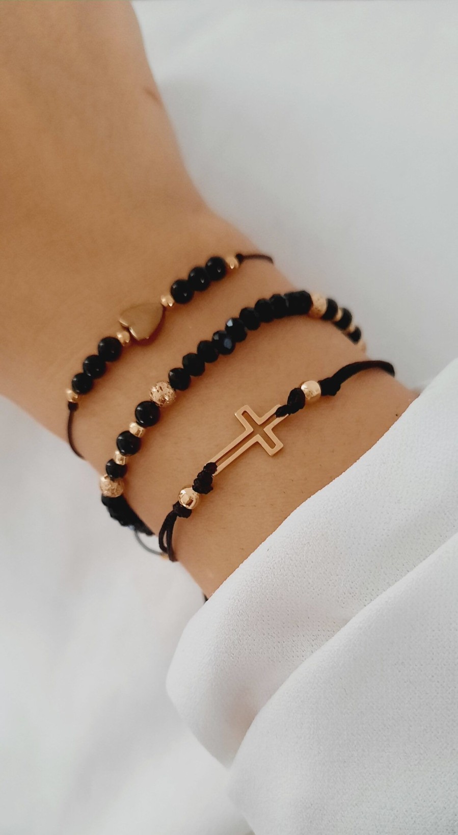 Bransoletki Żastinka | Bransoletka Szczescia Believe Cross Black